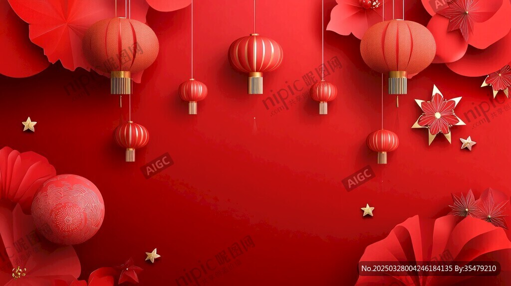 喜庆红色中国风灯笼背景图