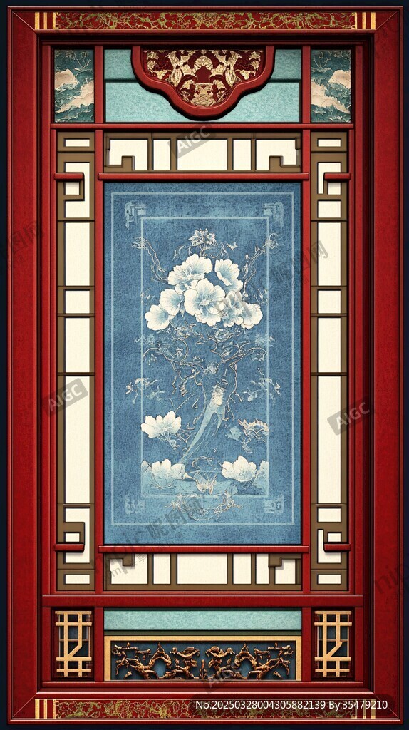 中式古典雕花门窗装饰图
