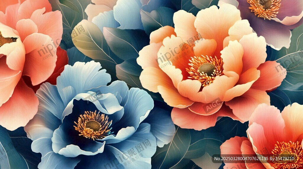 绚丽多彩花卉图案