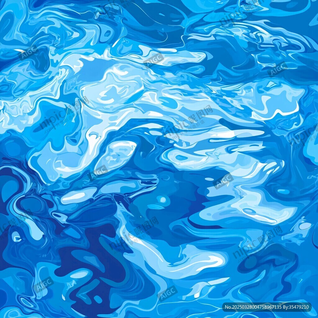 蓝色流动水波抽象背景图