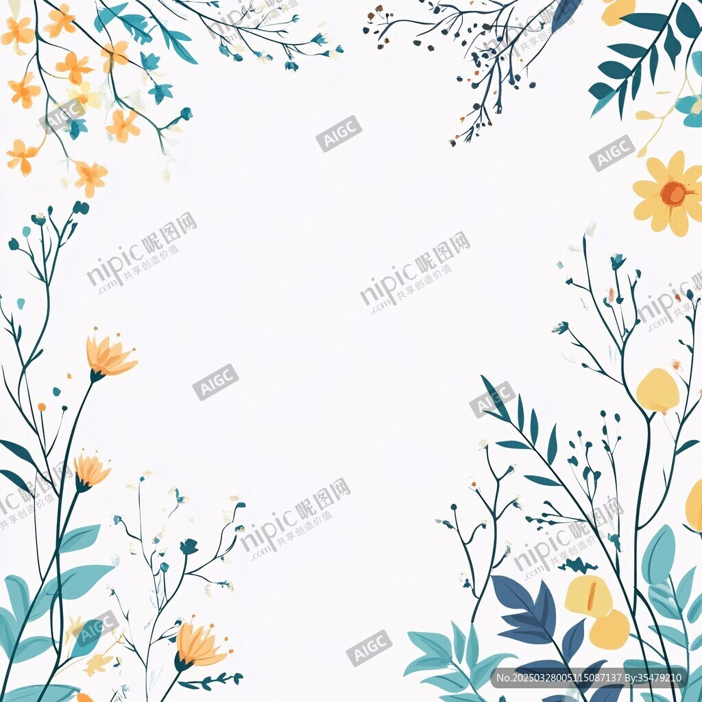 清新花卉边框装饰图案