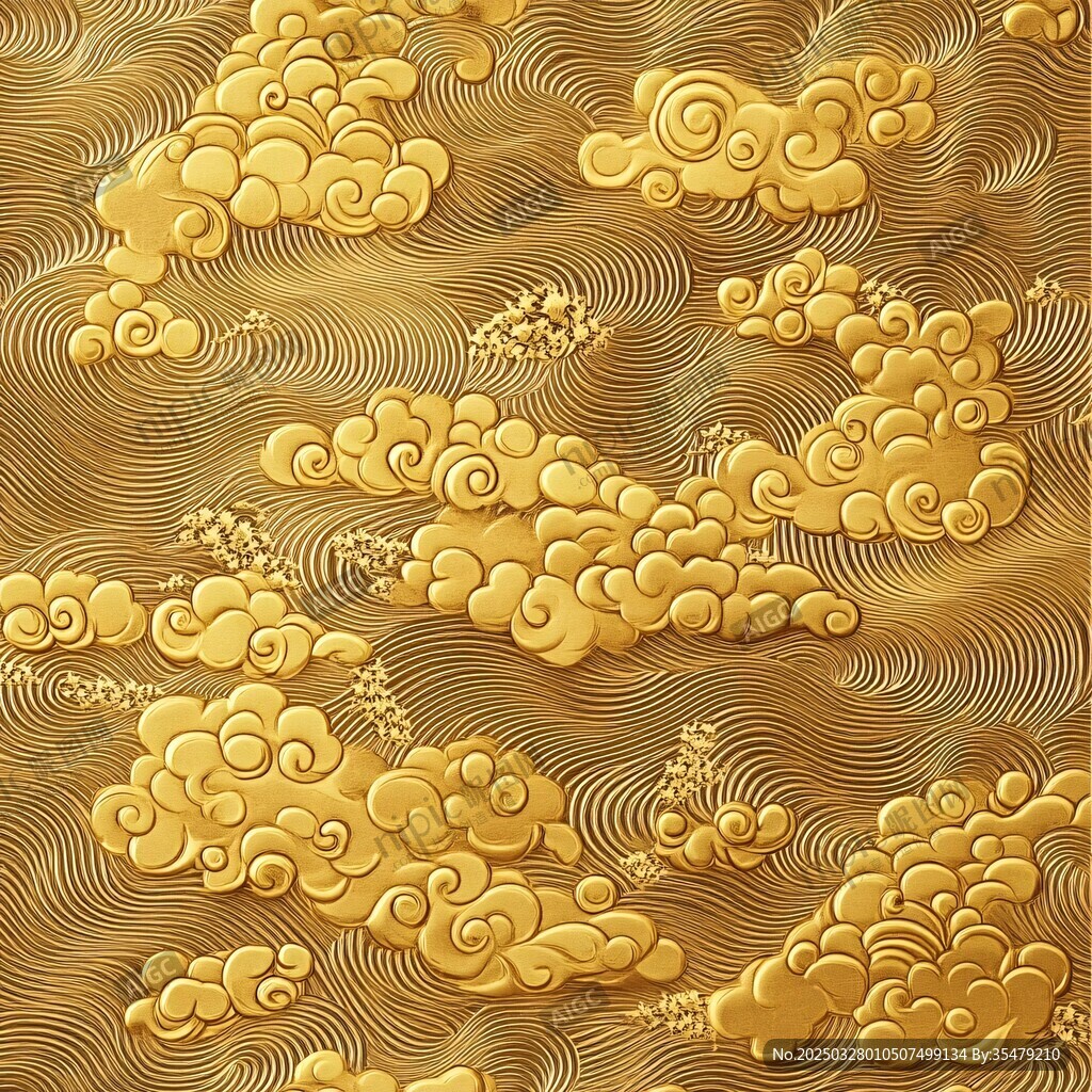 金色祥云纹理图案背景