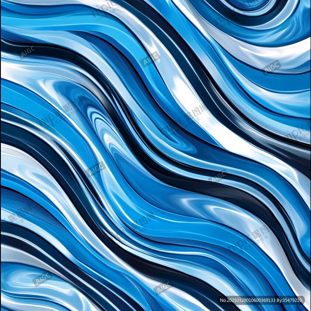蓝色动感波浪抽象背景图