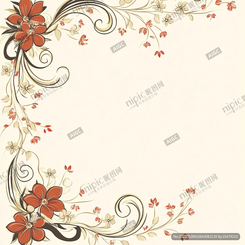 花卉装饰角隅精美图案
