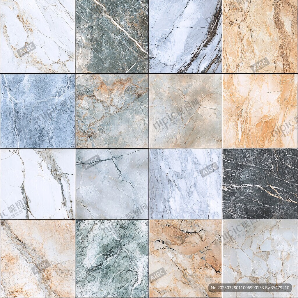 多样大理石纹理瓷砖展示
