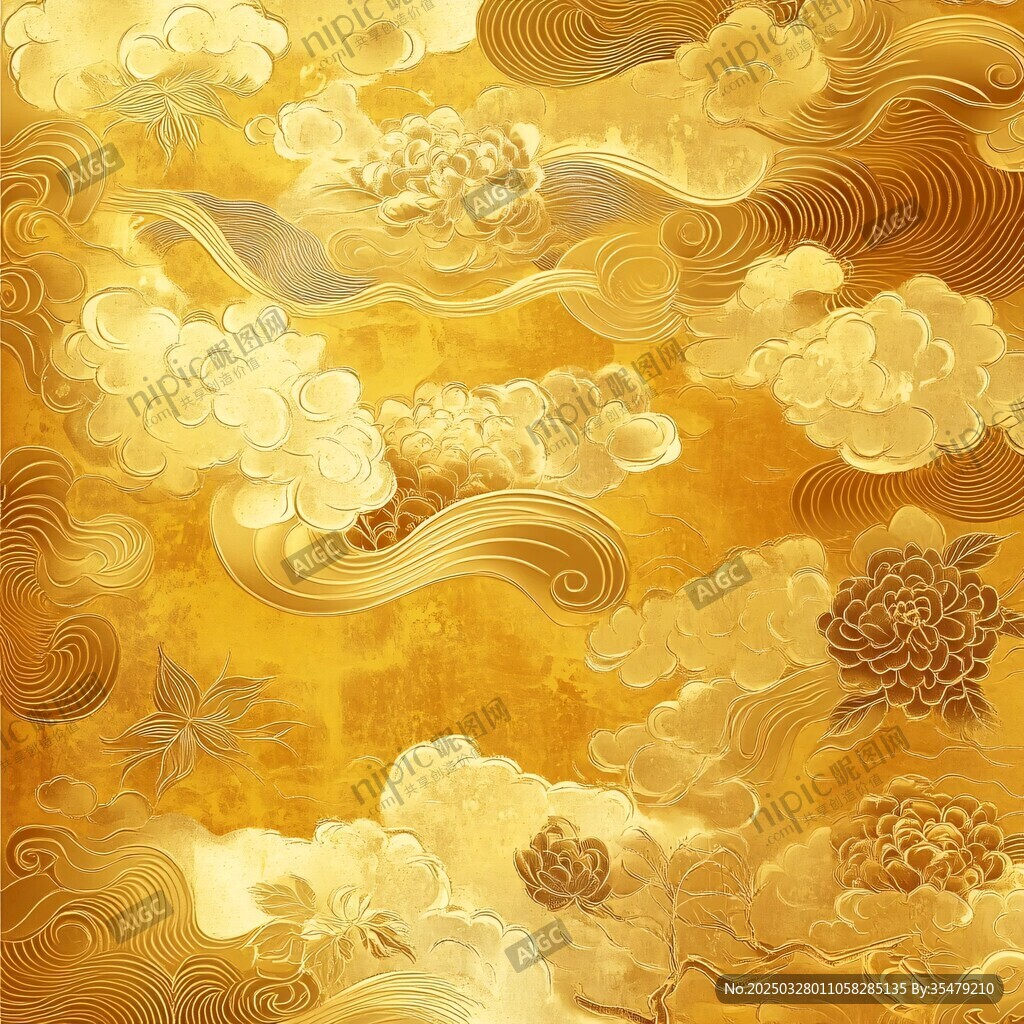 金色云纹中式华丽背景图