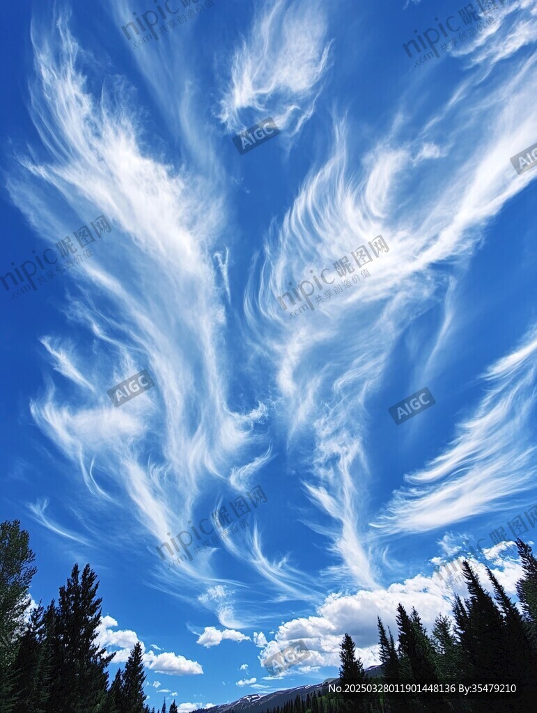 蓝天下的梦幻卷云景观
