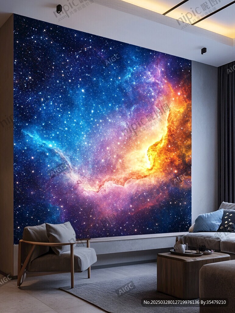 梦幻星空客厅背景墙