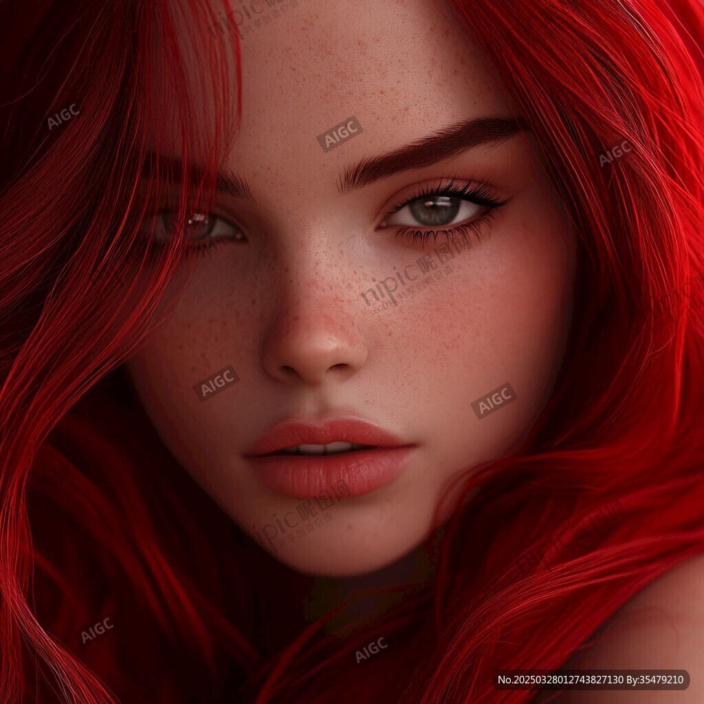 红发少女的梦幻魅力瞬间