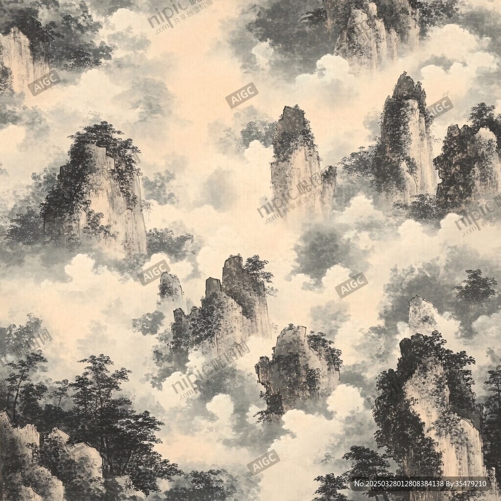 水墨云山图