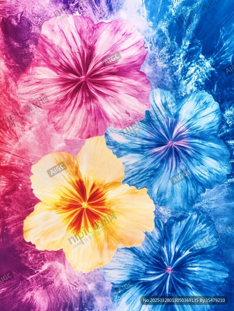 梦幻多彩花卉艺术背景图
