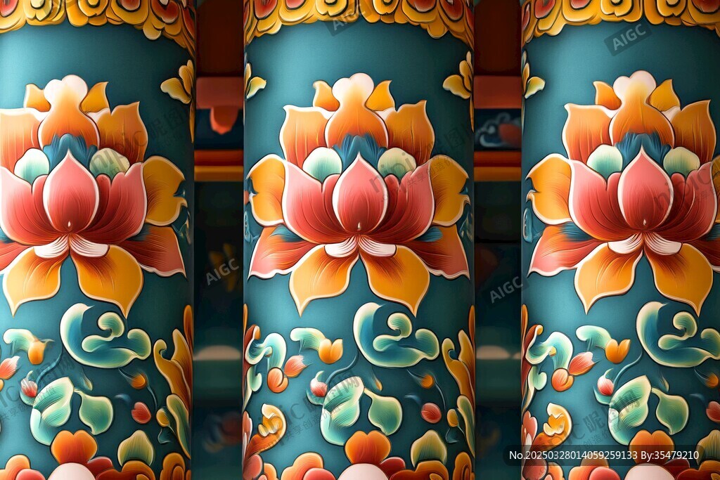 藏式彩绘莲花柱艺术之美