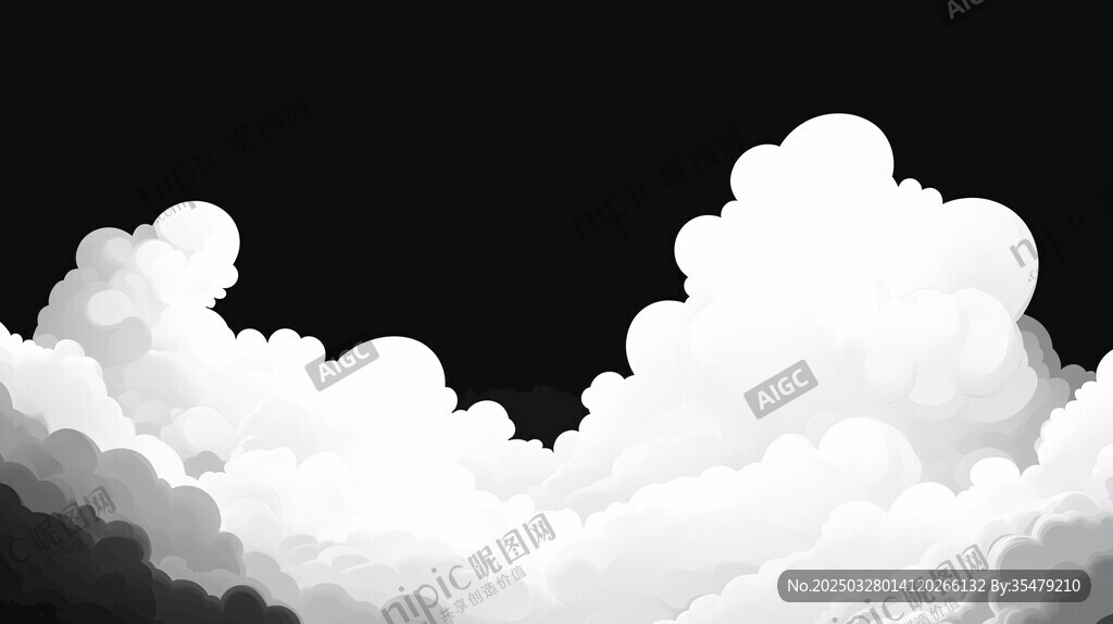 梦幻黑白云朵背景图