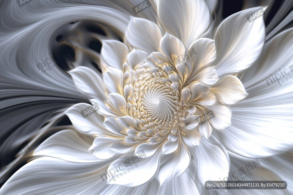 梦幻白色花朵抽象艺术图