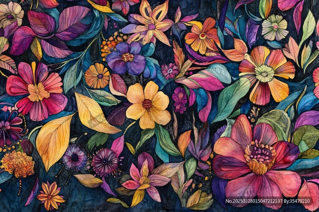 绚丽多彩花卉图案背景