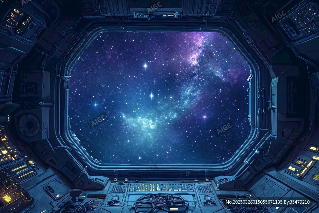 从飞船内望璀璨星河