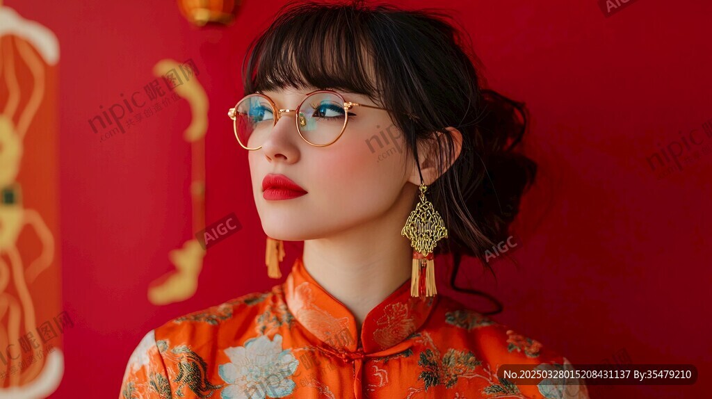复古旗袍女子的优雅瞬间