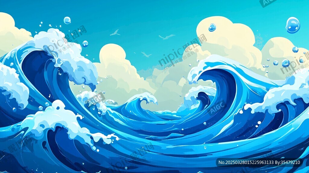 汹涌海浪的梦幻海洋图景