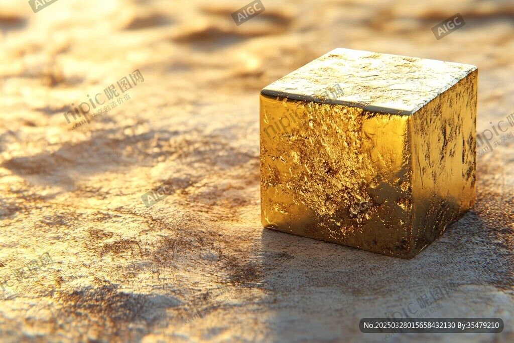 阳光下的金色立方体
