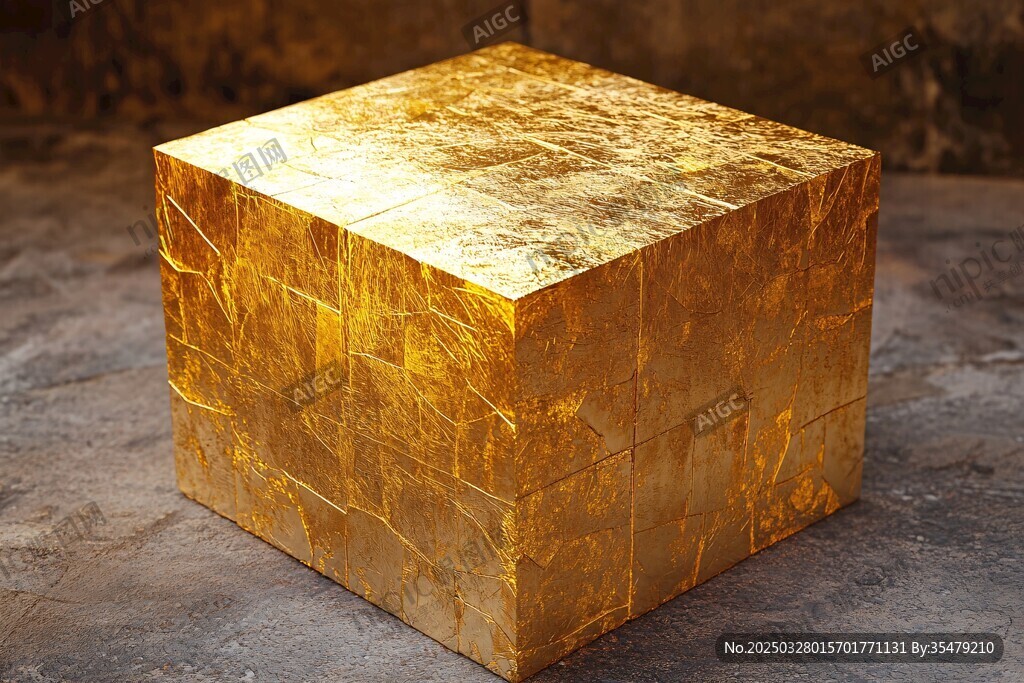 金色立方体摆件 尽显奢华