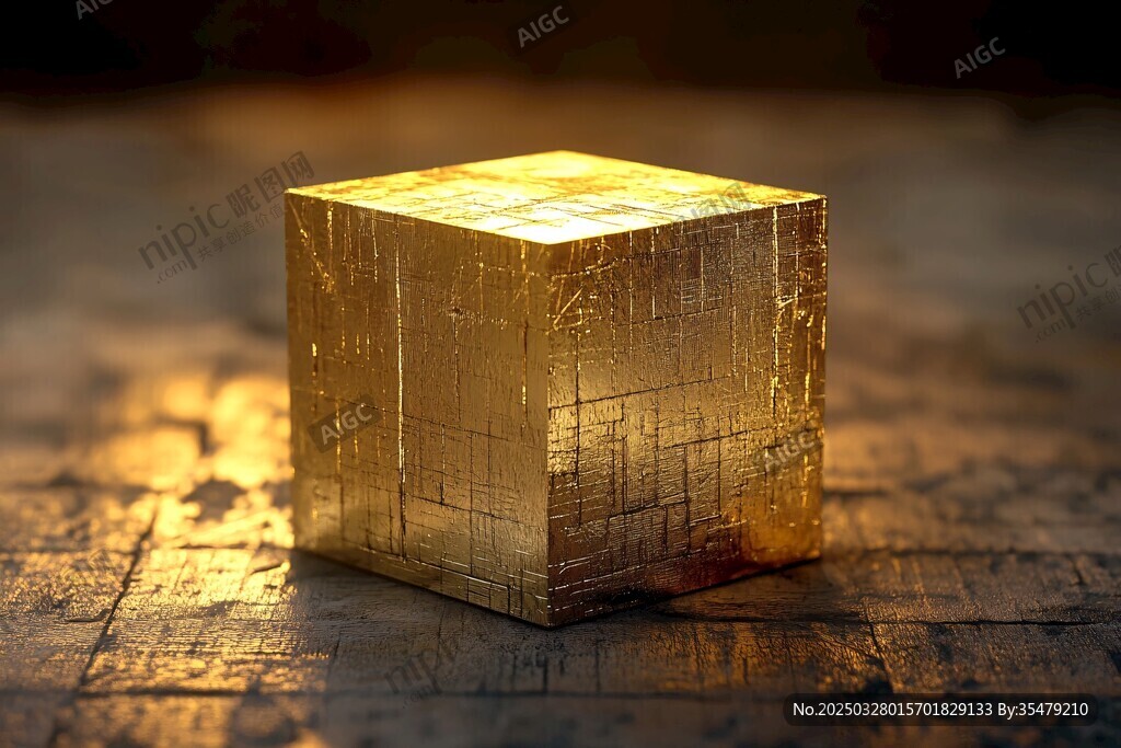 金色立方体闪耀质感画面
