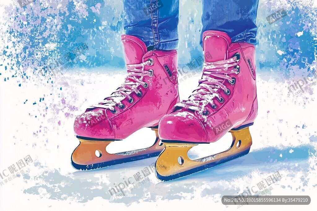粉色冰鞋开启冰雪之旅