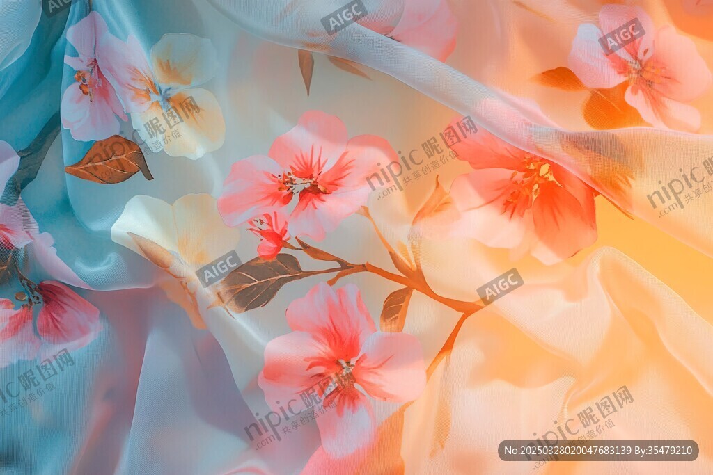 樱花印花柔纱 梦幻诗意风