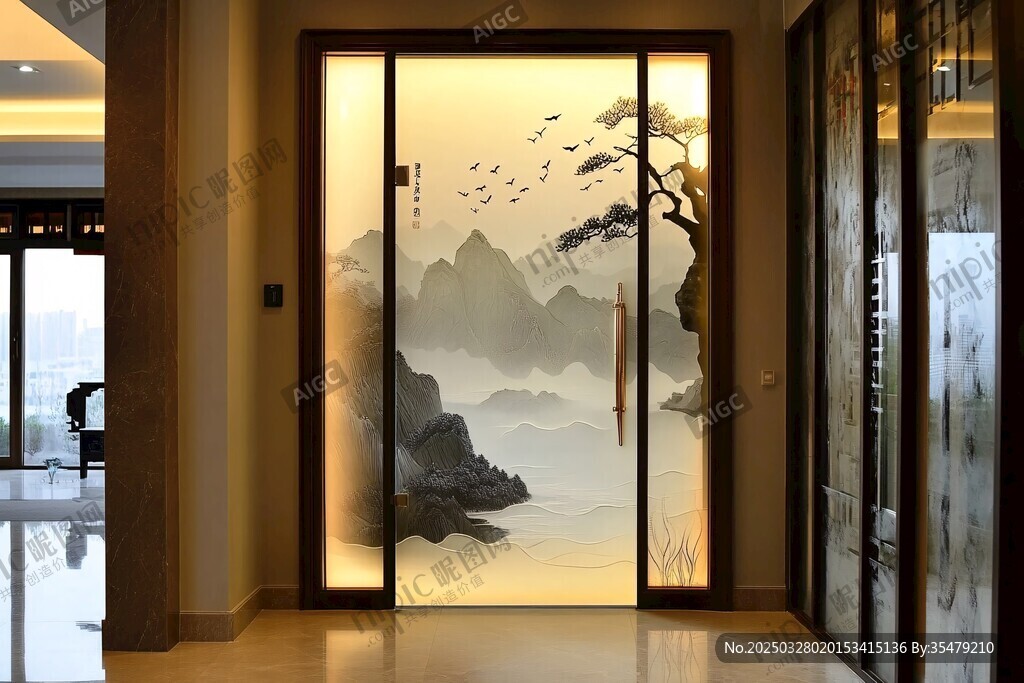 中式屏风绘山水意境美