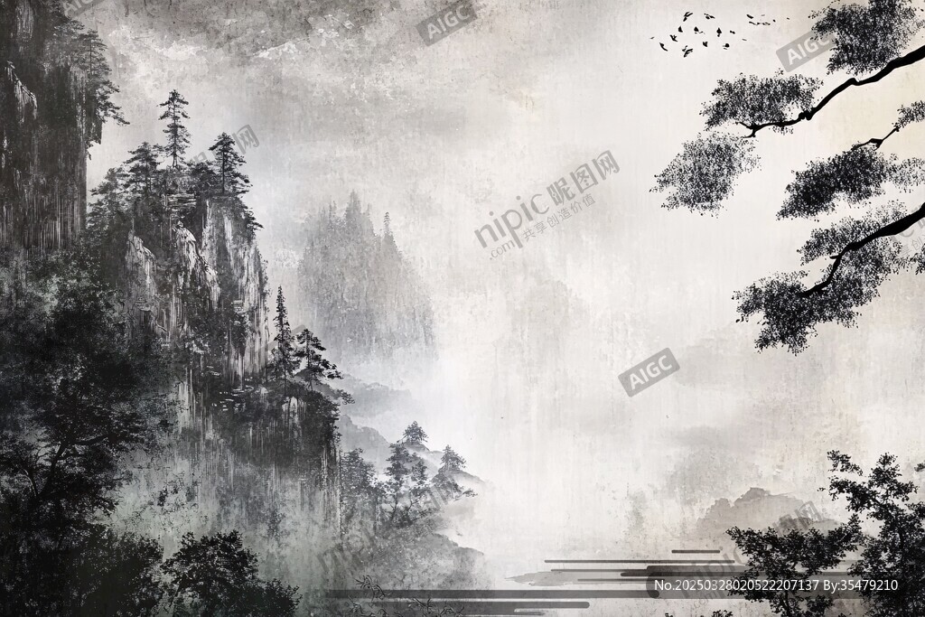 水墨山水意境图