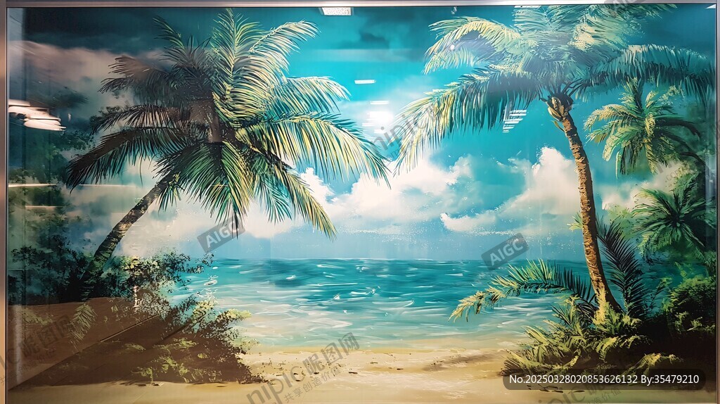 热带海滨风光壁画
