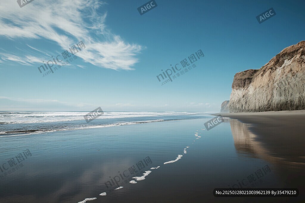 海岸美景 碧海蓝天与峭壁