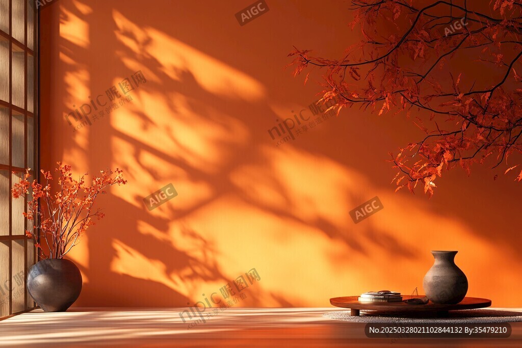 秋日禅意室内静谧景致
