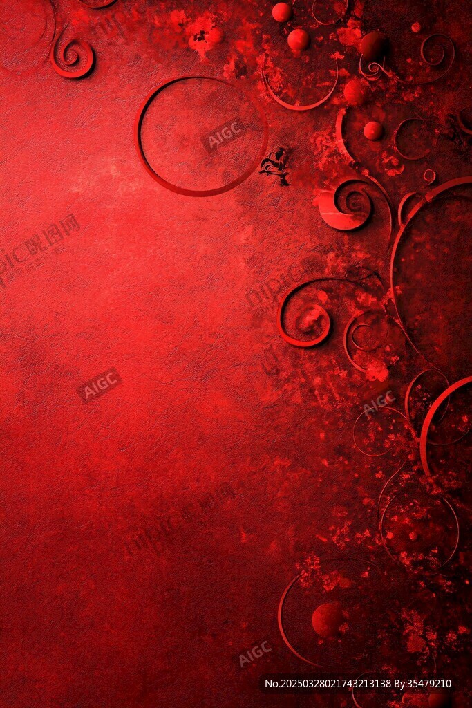 红色华丽花纹背景图案