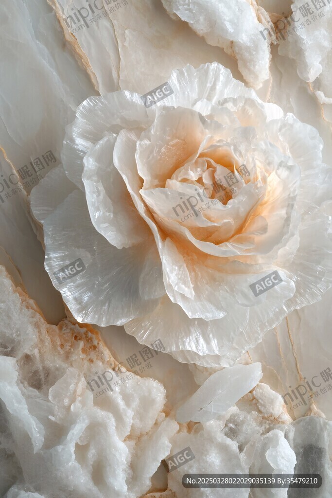 玉石雕琢的精美花朵