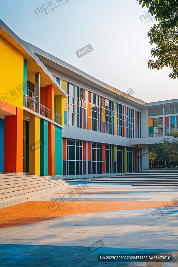 多彩现代建筑的开阔庭院