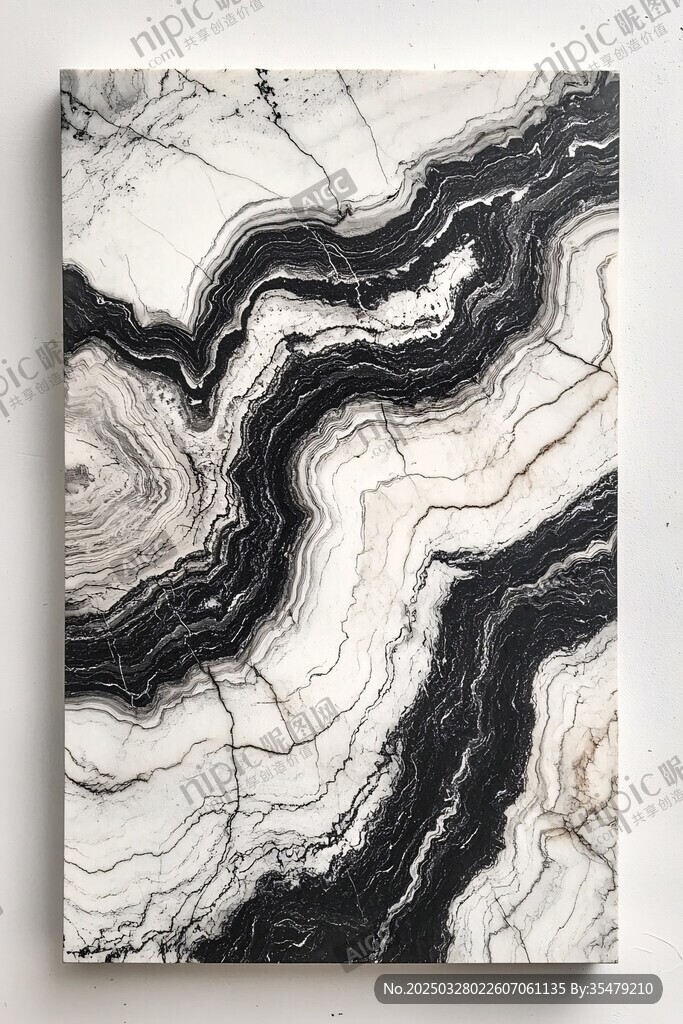 黑白大理石纹理艺术画作