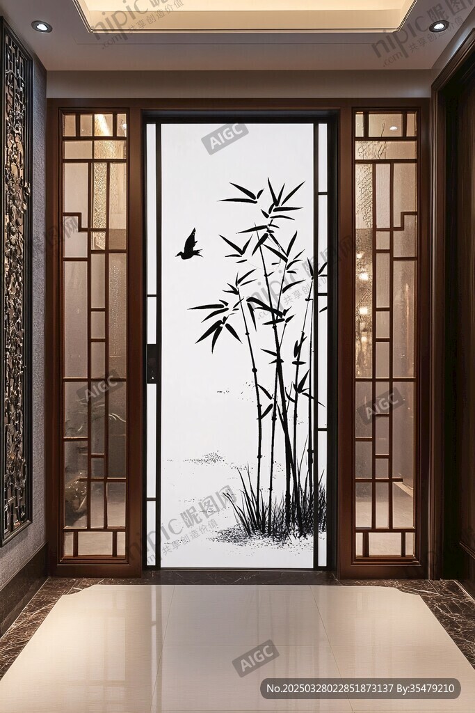 中式屏风 墨竹雅韵迎佳客