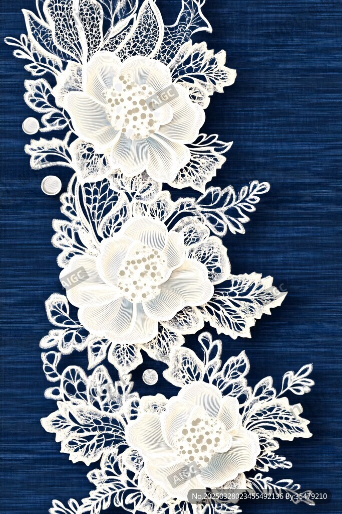 白色蕾丝花边精美花卉图案