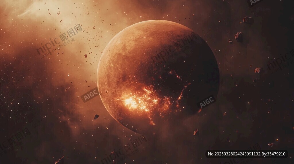 炽热星球的宇宙奇幻景象