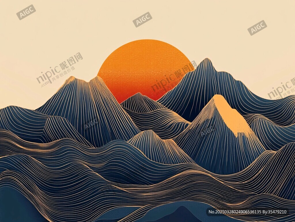 日落群山间的线条美学