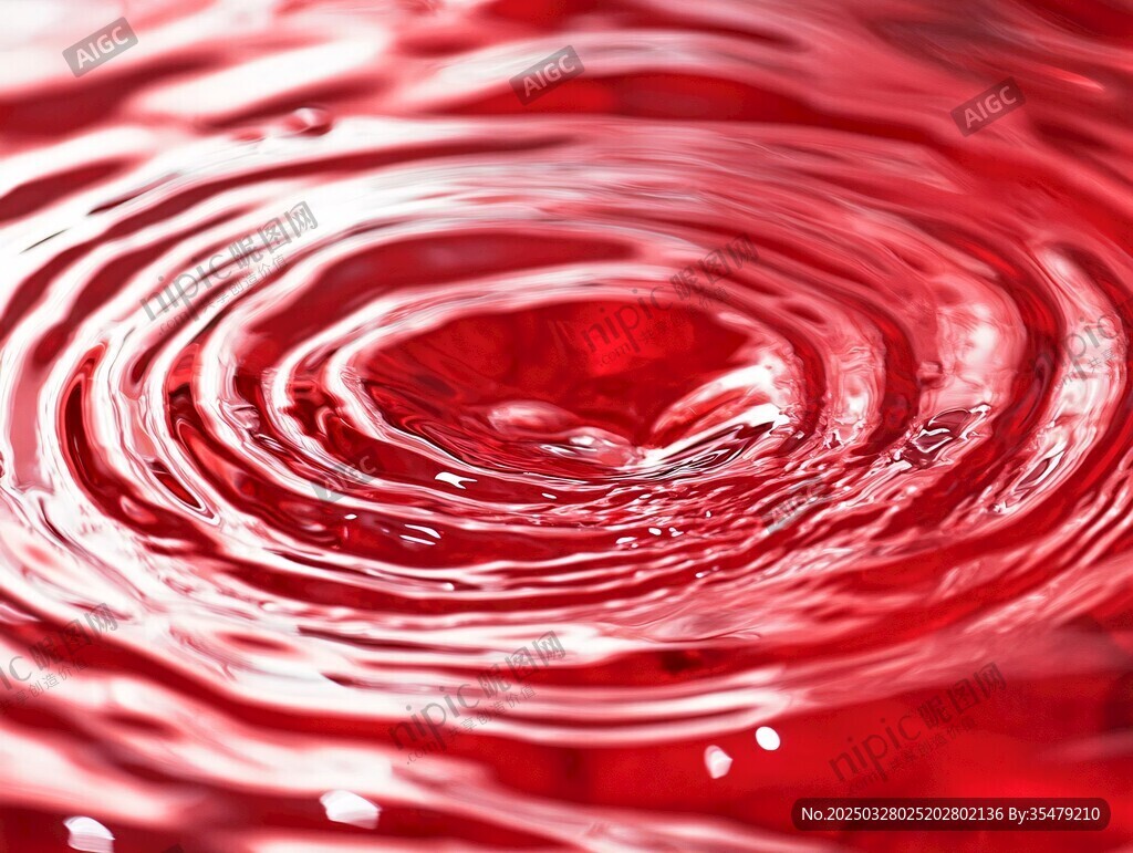 红色水面涟漪特写画面