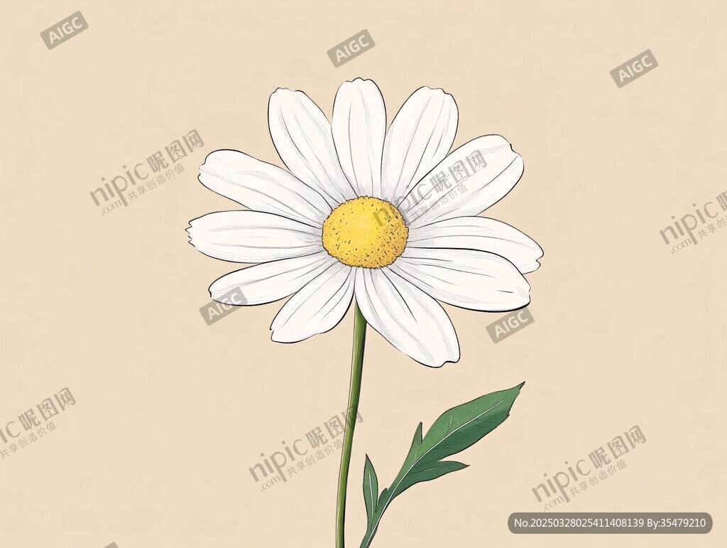 手绘小白菊 清新自然花卉