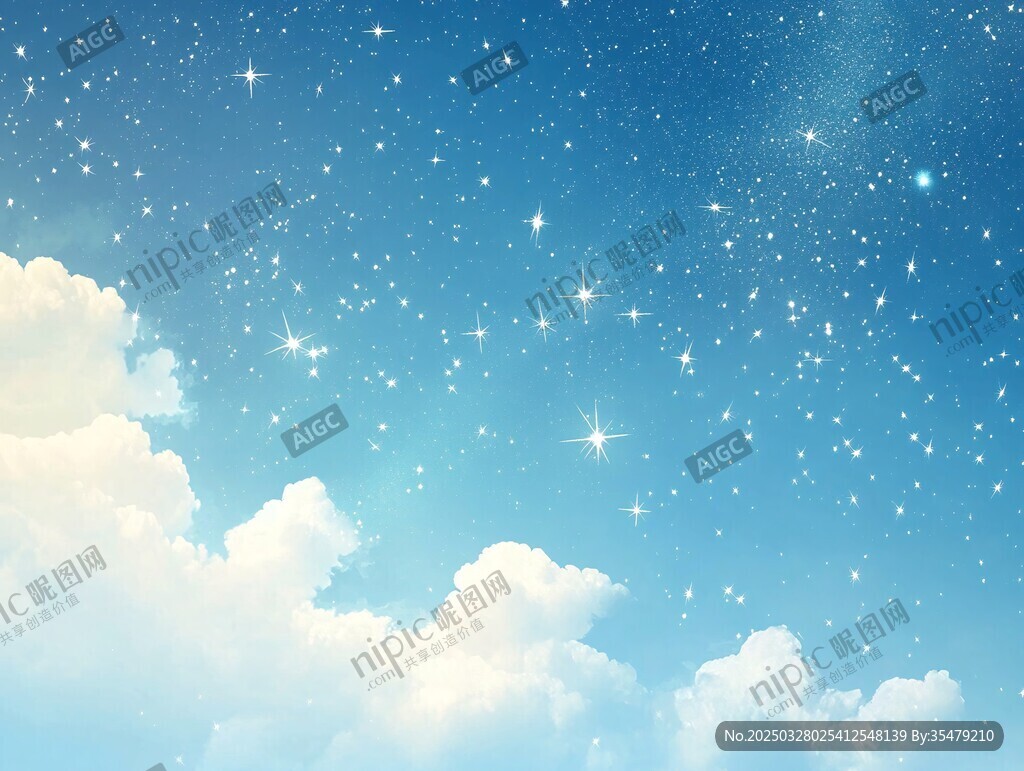 梦幻星空与云朵美景