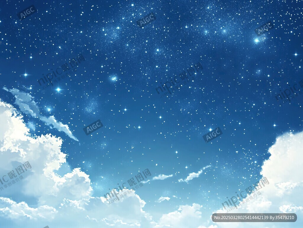 梦幻星空与白云的美丽图景
