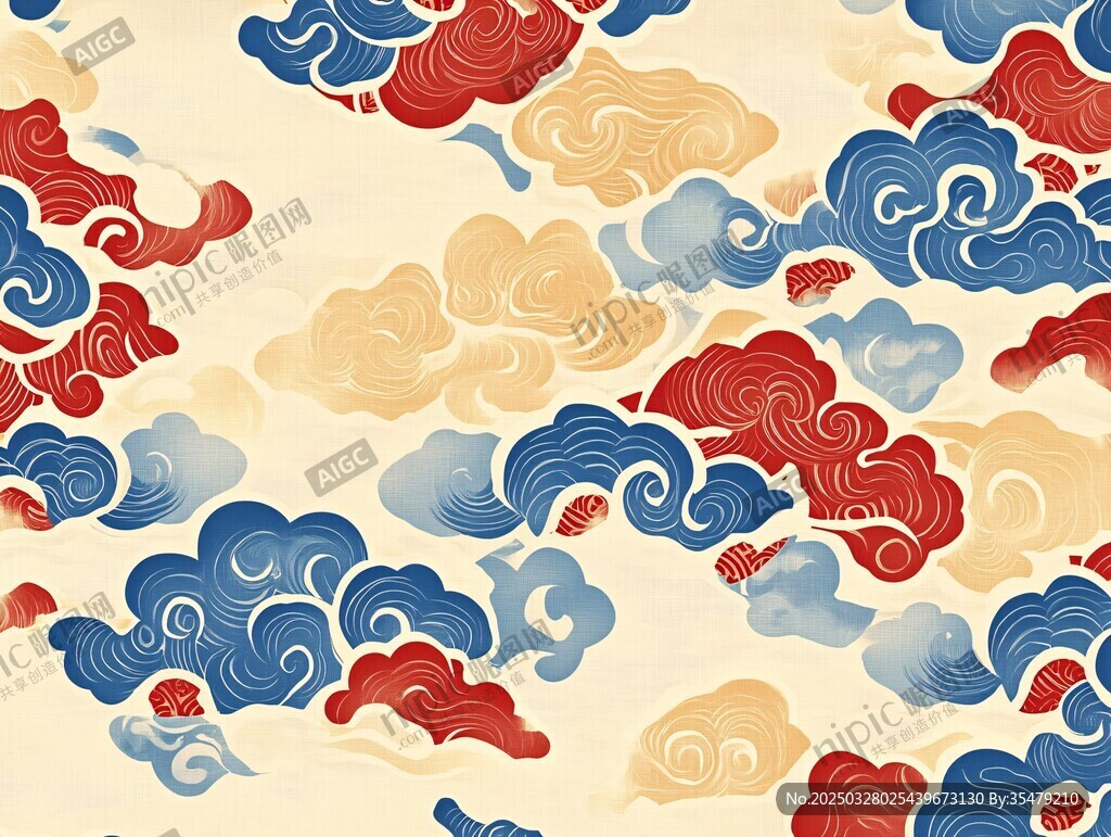 中式传统祥云图案背景