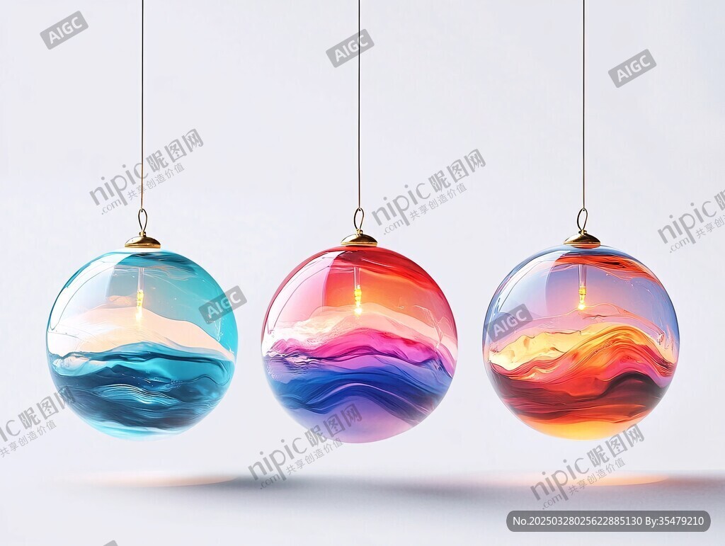 彩色梦幻玻璃悬挂装饰球