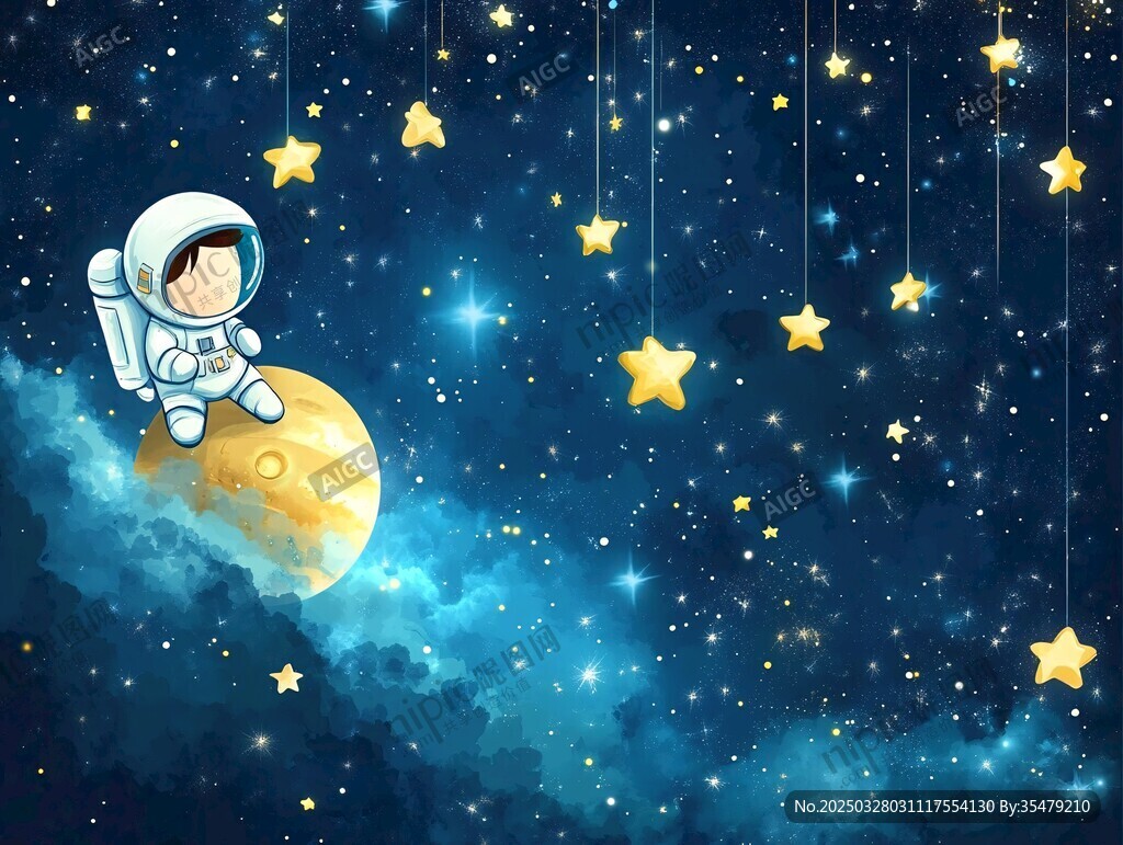 宇航员坐月球赏漫天繁星