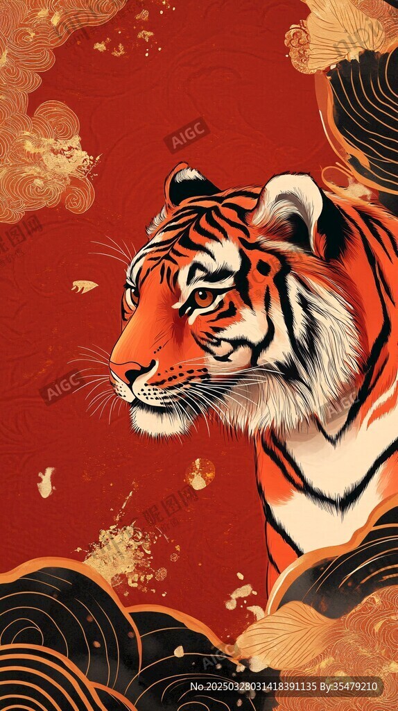 猛虎瑞象贺岁 国风祥瑞图