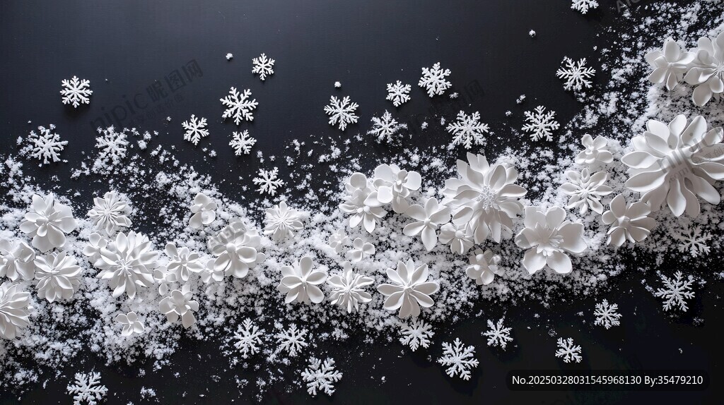 冬日雪花装饰的梦幻场景