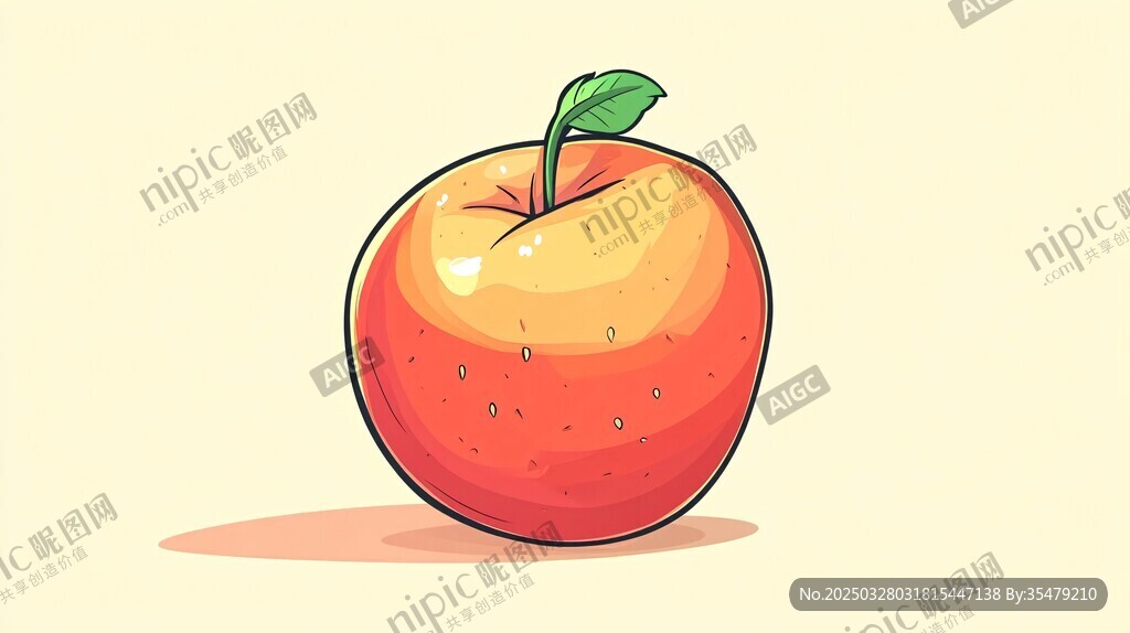卡通红苹果插画